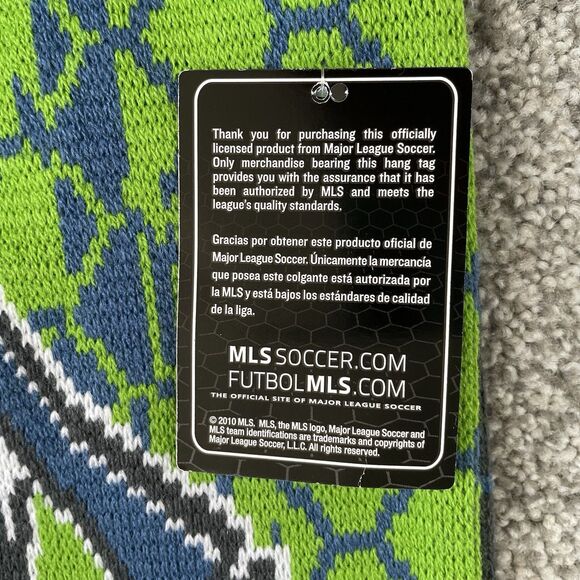 Adidas Seattle Sounders FC MLS Official Team Soccer Knit Scarf Blue Green NEW - Picture 6 of 6